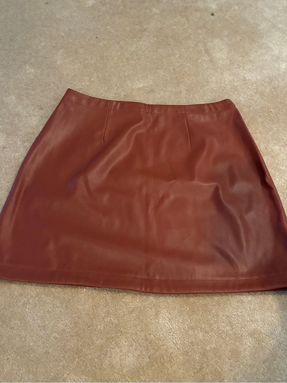 GAP Faux Leather Mini Skirt in Rust Brown